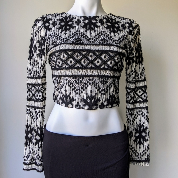 🌼 CARISA RENE Garzata Textured Chenille Lace Cropped Blouse, 6 - Picture 2 of 7